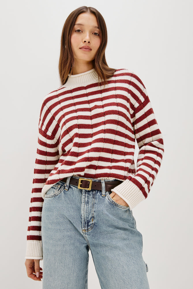 Rails Corrine Sweater in Ivory/Russet Stripe