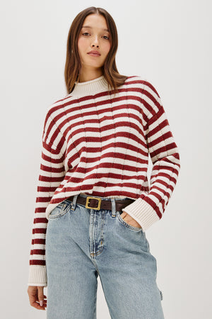 Rails Corrine Sweater in Ivory/Russet Stripe