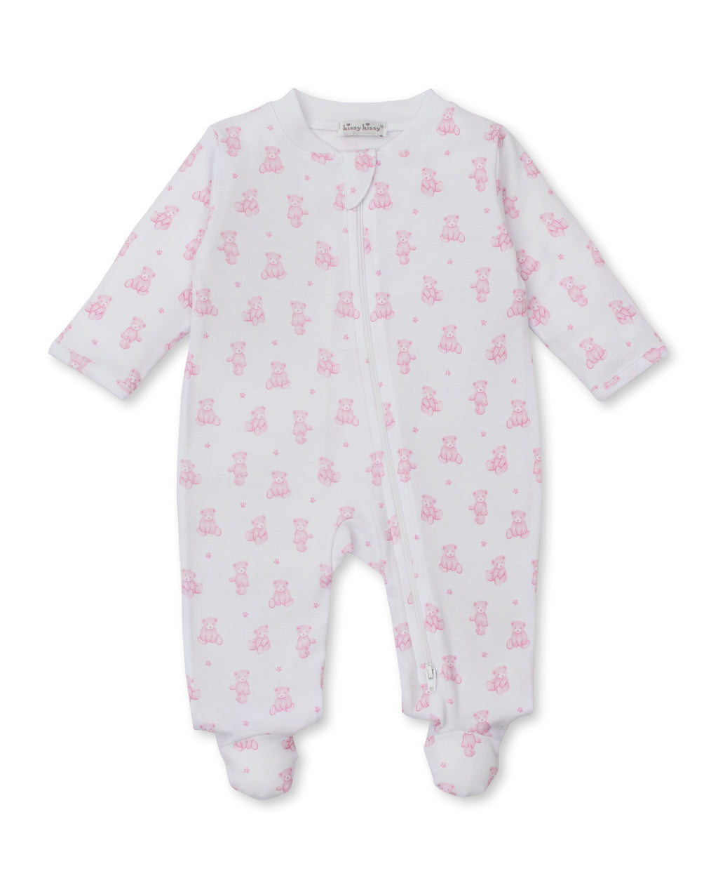 Kissy Kissy Zip Footie in Pink Teddy Bear Time