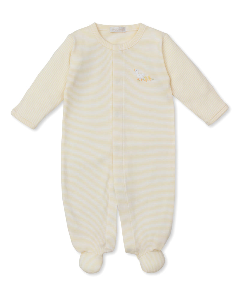 Kissy Kissy Embroidered Snap Footie in Yellow Premier Duckling