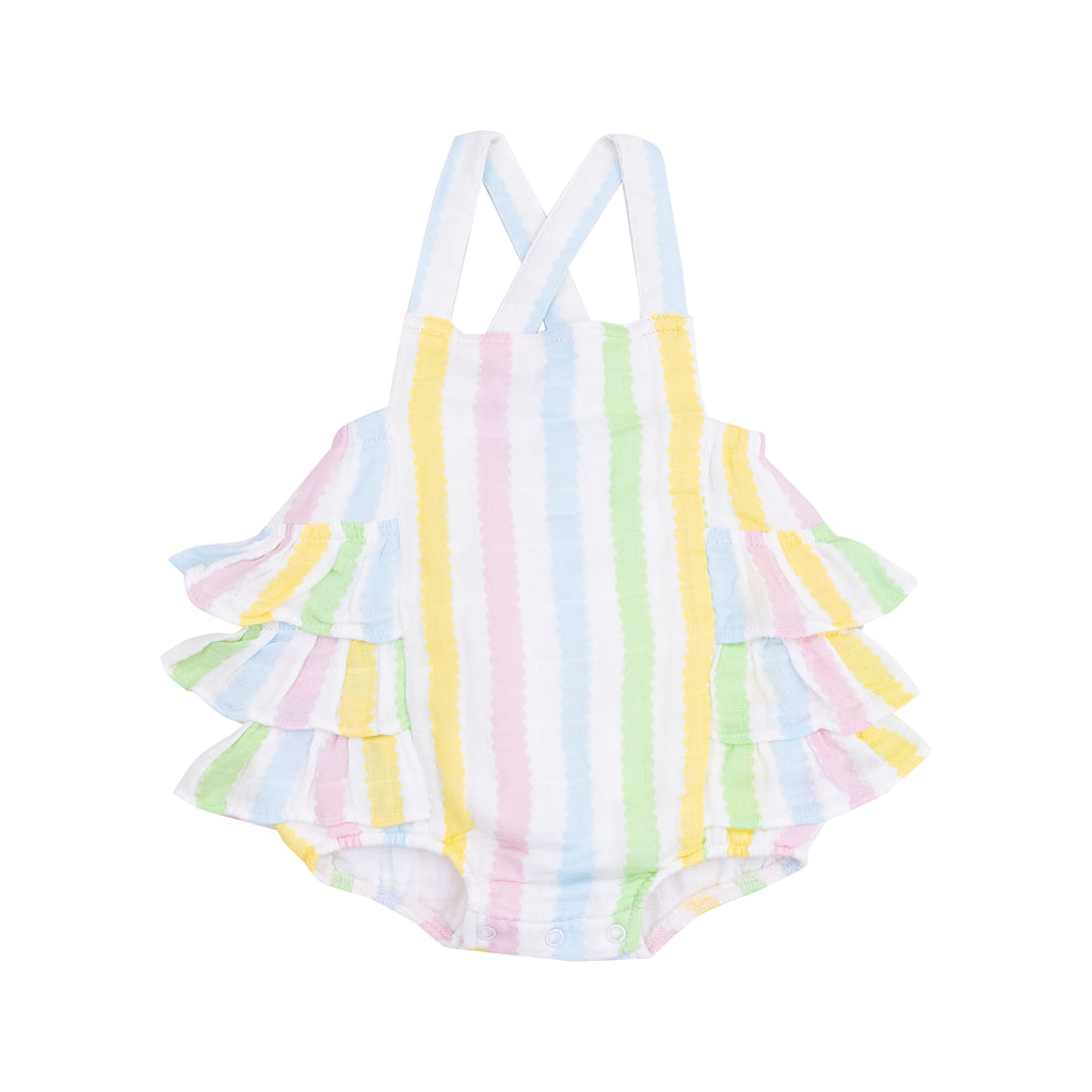 Angel Dear Muslin Ruffle Sunsuit in Ric Rac