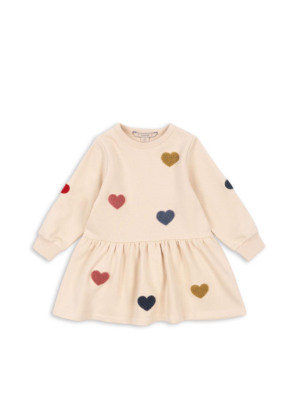 Konges Slod Lou Terry Dress with Multi Hearts