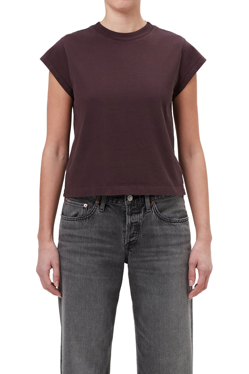Agolde Bryce Cap Sleeve Tee in Root