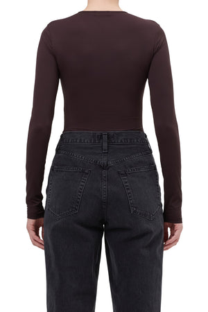 Agolde Aura Long Sleeve Bodysuit in Chocolate