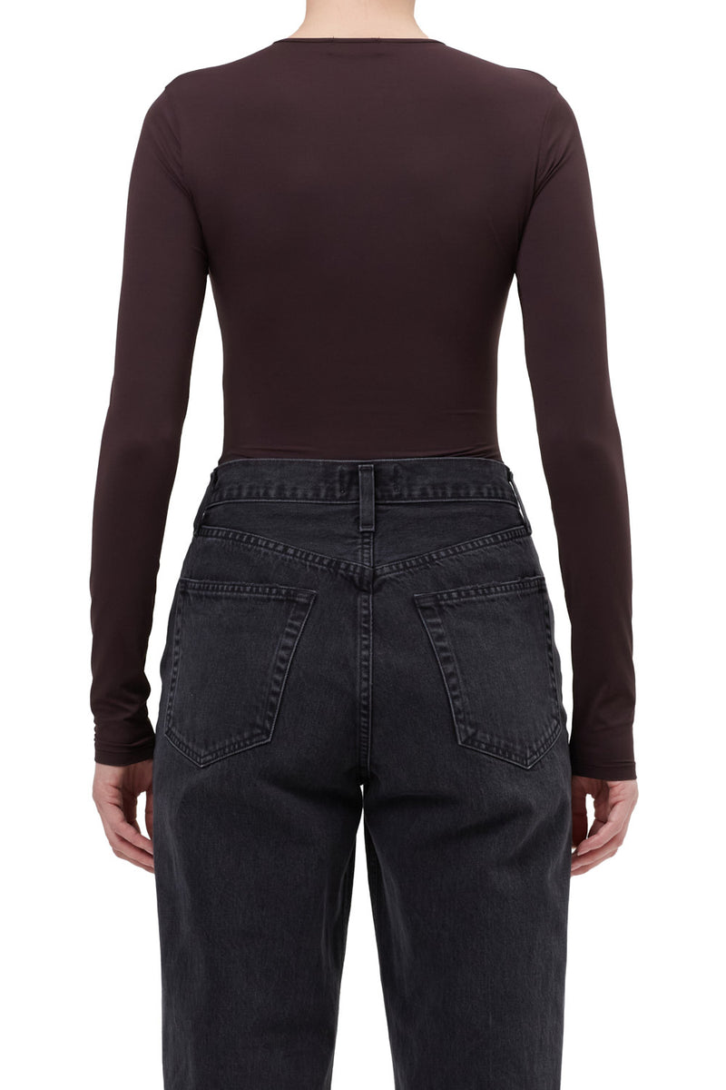 Agolde Aura Long Sleeve Bodysuit in Chocolate