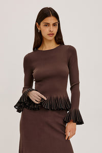 Rails Nora Top in Brown Black Organza