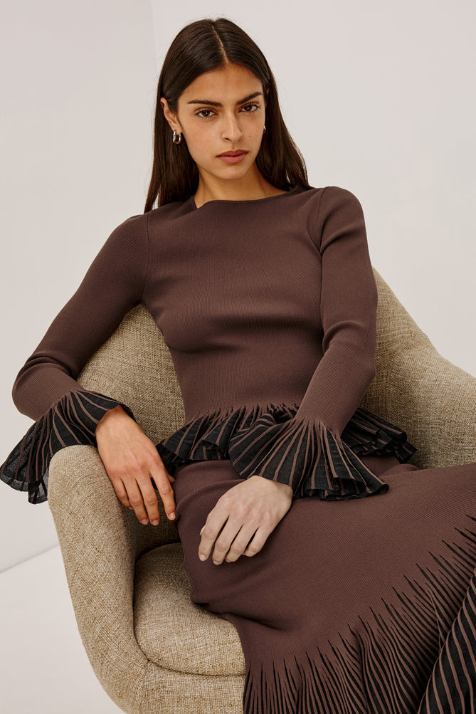 Rails Nora Top in Brown Black Organza