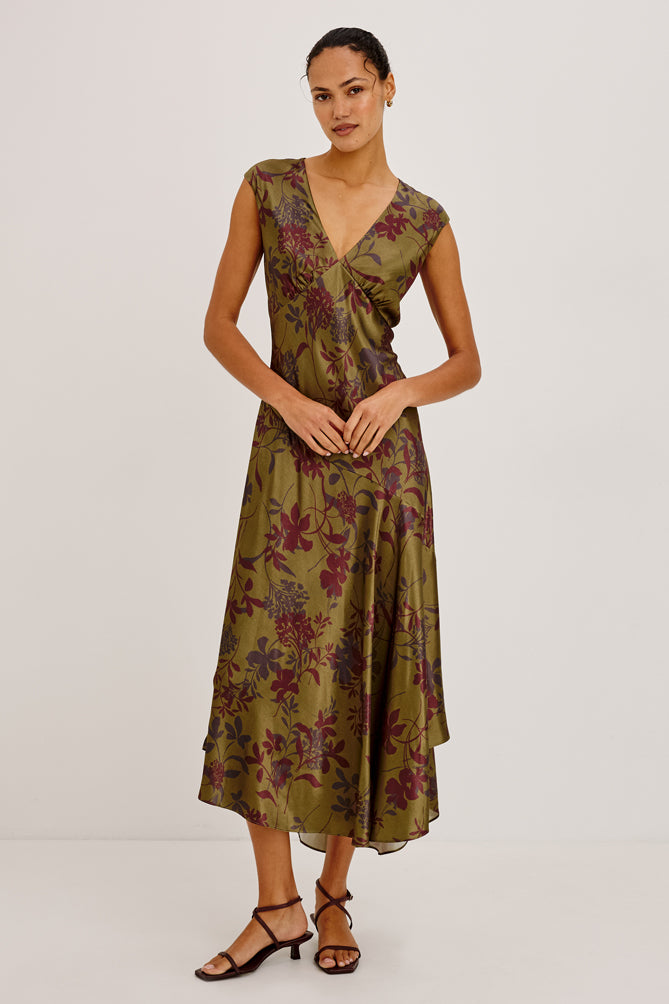 Rails Eleni Dress in Olive Dahlia