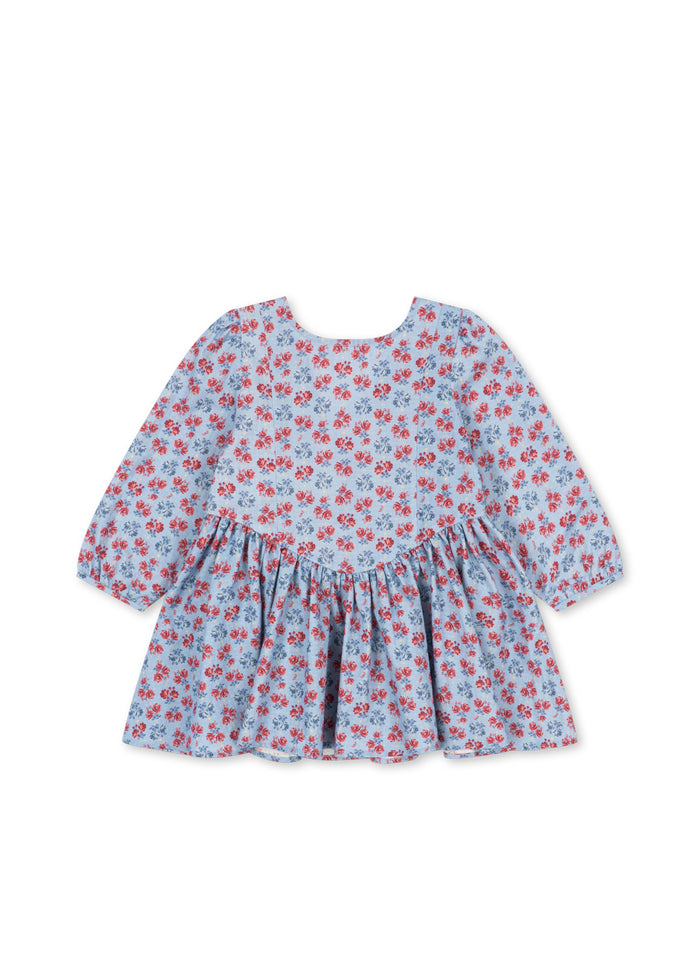 Konges Sløjd Avi Long Sleeve Bow Dress in Lumina Blu