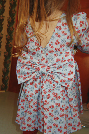 Konges Sløjd Avi Long Sleeve Bow Dress in Lumina Blu