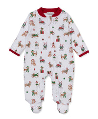 Kissy Kissy Printed Footie in Santa's Merry Pups