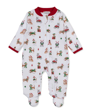 Kissy Kissy Printed Footie in Santa's Merry Pups