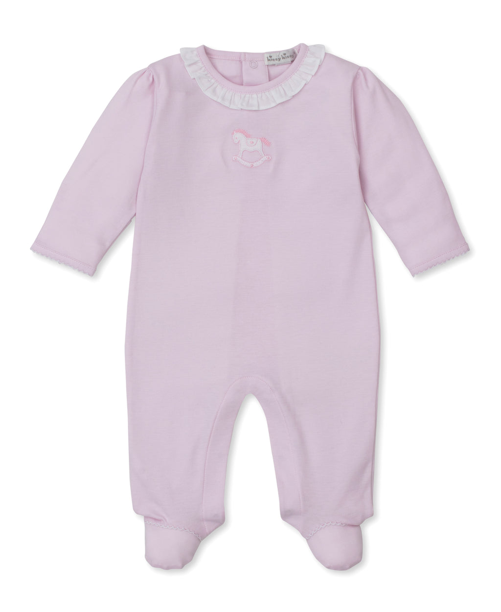 Kissy Kissy Ruffle Collar Footie in Pink Riding Rockers