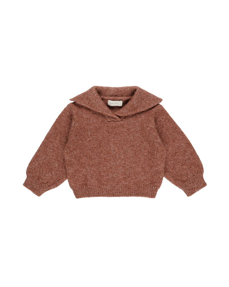 Rylee + Cru Cash Pullover in Heathered Brick