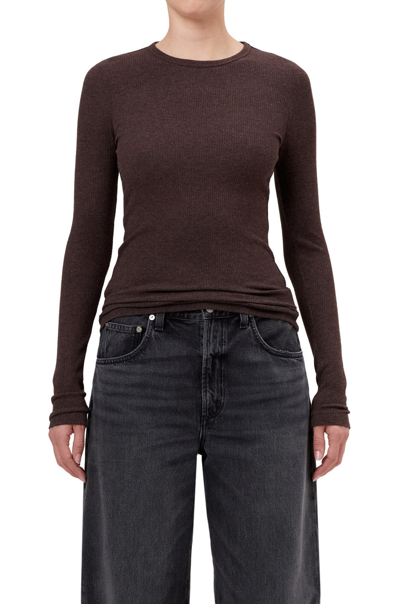 Agolde Delphi Slim Long Sleeve Tee in Root