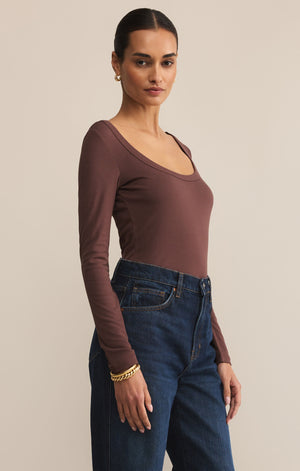 Z Supply Second Skin Scoop Neck Top in Sandalwood