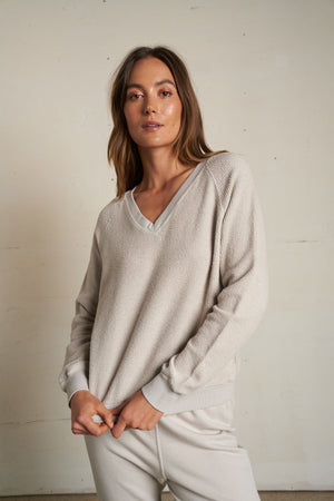 perfectwhitetee Zuri Reverse Fleece Sweatshirt in Sugar