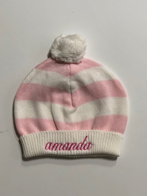 A Soft Idea Striped Pom Pom Baby Hat - Multiple Colors!