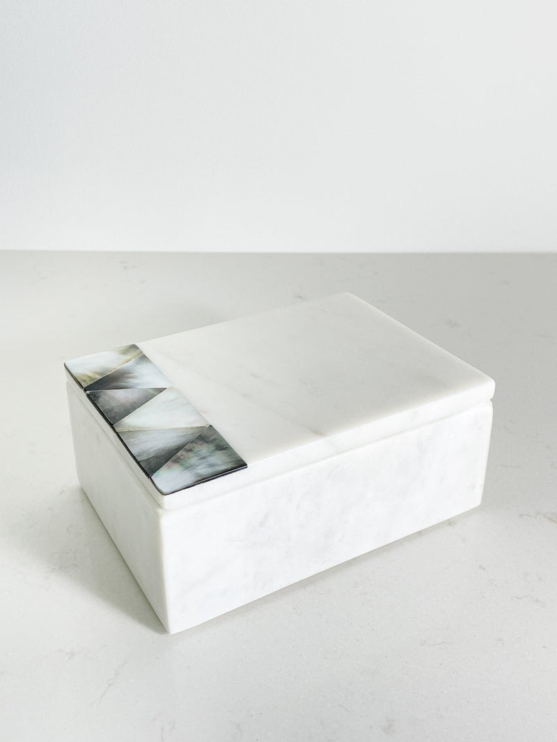 Anaya Home Grey Mother of Pearl Marble Box - Multiple Sizes!