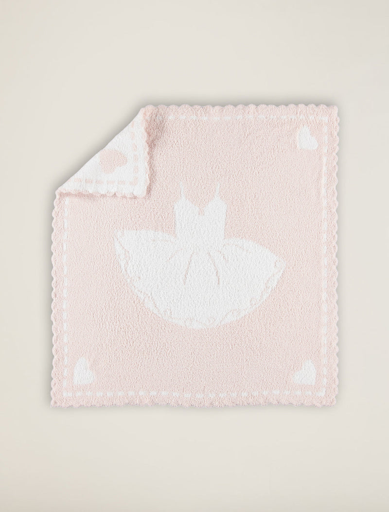 Barefoot Dreams Tutu Scalloped Receiving Blanket in Pink/White