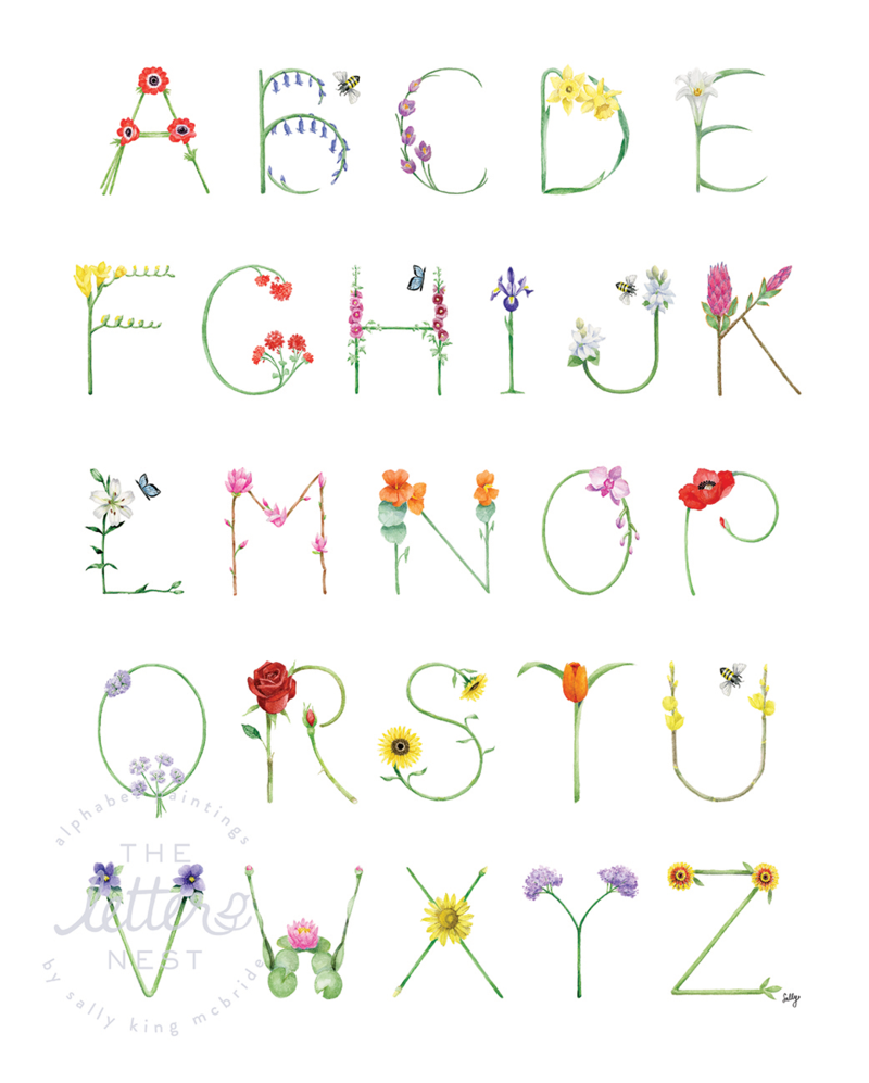 The Letter Nest Flowers Alphabet Print