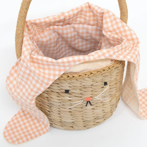 Meri Meri Gingham Bunny Straw Bag