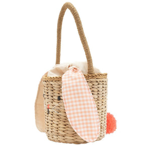 Meri Meri Gingham Bunny Straw Bag