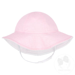 Wee Ones Girls Reversible Moonstitch Brim Pink Sun Hat