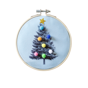 Cotton Clara Christmas Tree Hoop Kit in Light Blue