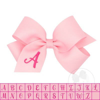 Wee Ones Medium Monogram Bow in Light Pink/Hot Pink