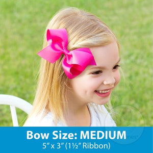 Wee Ones Medium Monogram Bow in Light Pink/Hot Pink