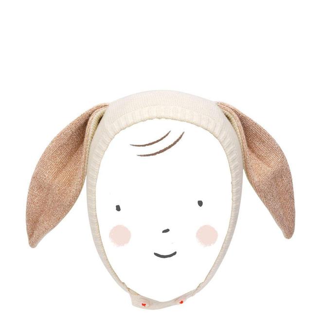 Meri Meri Sparkle Bunny Baby Bonnet in Peach