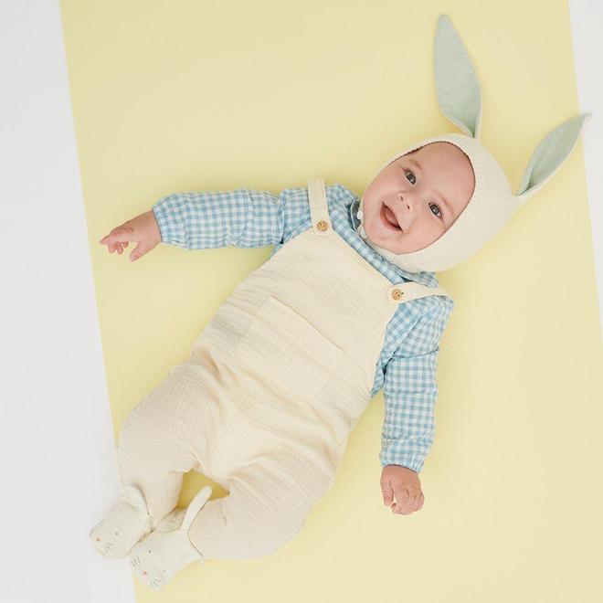 Meri Meri Sparkle Bunny Baby Bonnet in Peach