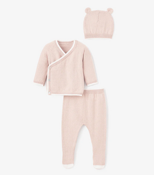 Elegant Baby Cashmere Kimono Set in Blush