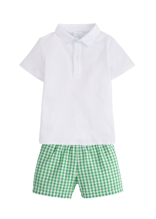 Little English Short Sleeve Solid White Polo