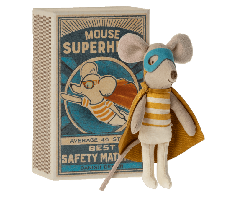 Maileg Superhero Mouse, Little Brother in Matchbox